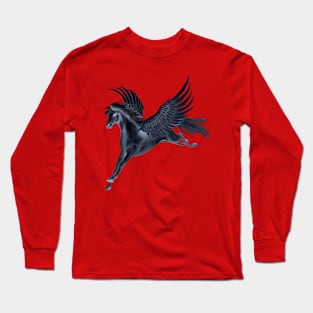 Black Pegasus Flying Long Sleeve T-Shirt